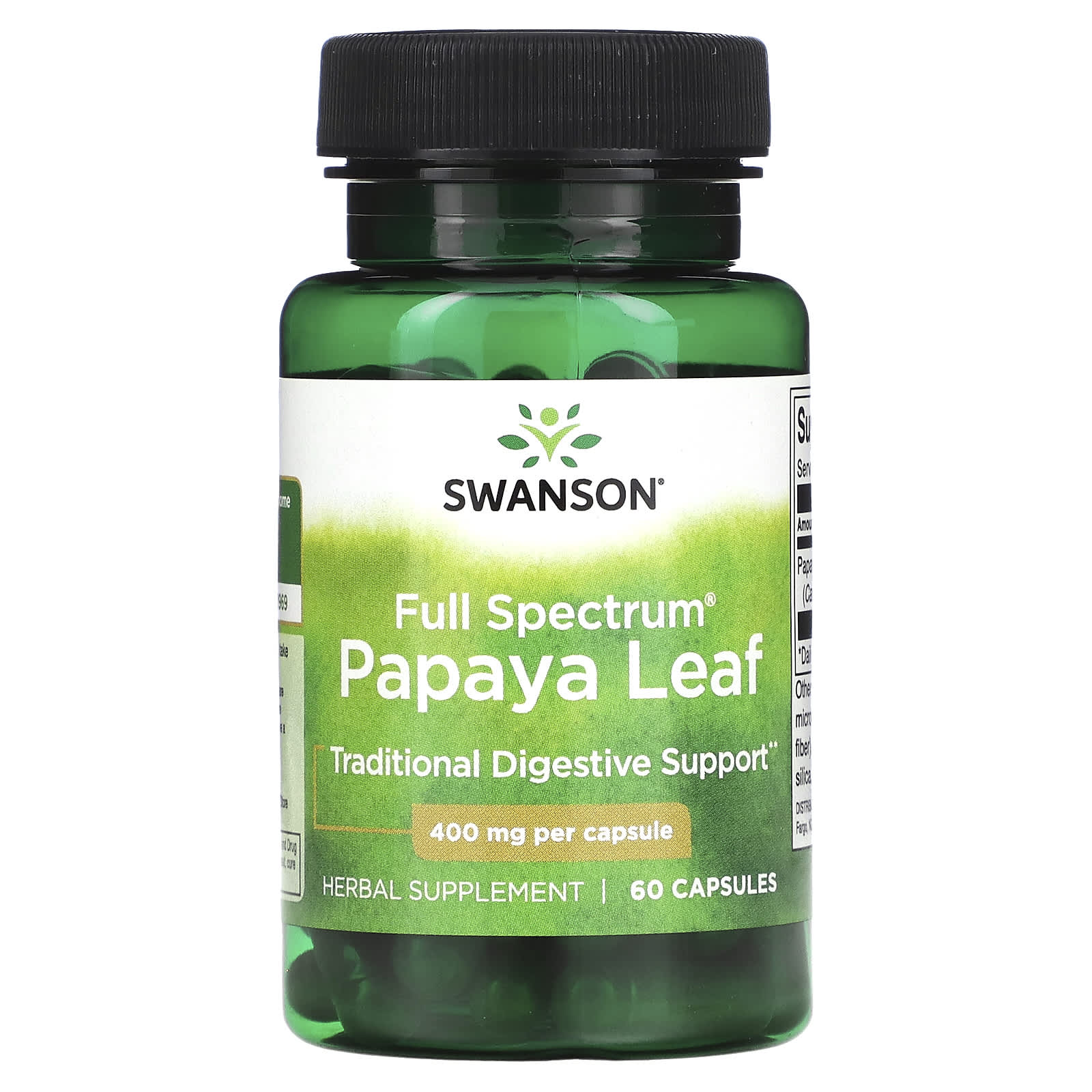 

Full Spectrum Papaya Leaf, 400Mg, 60 Capsules