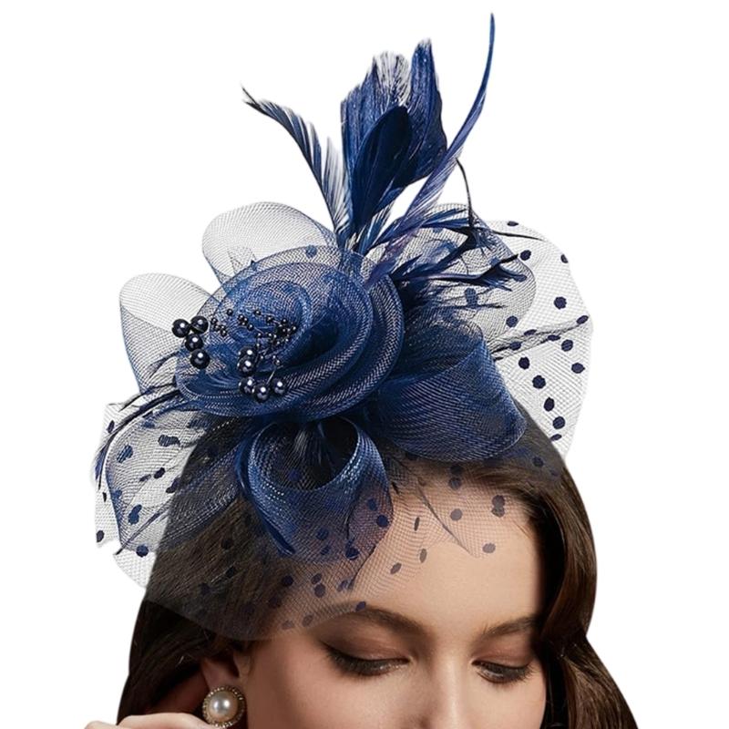 Feather Fascinator Hat Tulle Top Hat For Bridal Shower And Theme Parties Cocktail Party Gathering Dressingup Headpiece