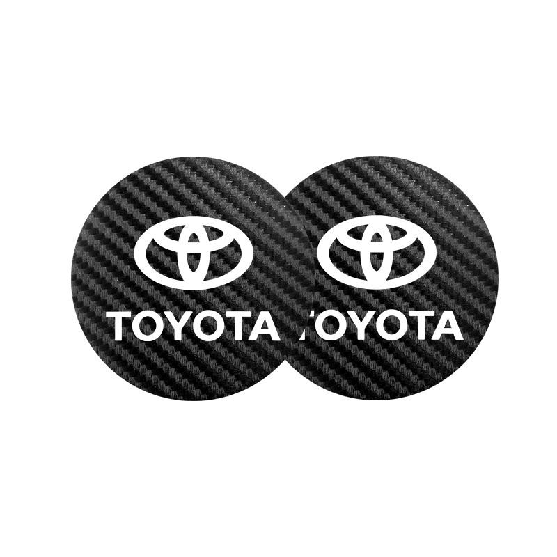 Tyre Valve Core 2Pcs Leather Coaster Anti-noise Water Cup Pad Cushion For Toyota TRD Gazoo Racing Corolla Yaris Chr Auris Rav4