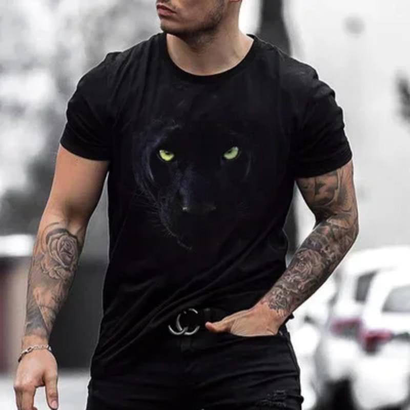 

Summer Round Neck Terrifying Animal Pattern 3D Print Top Fashionable Casual Short Sleeved Men s T-shirts XS зелёный