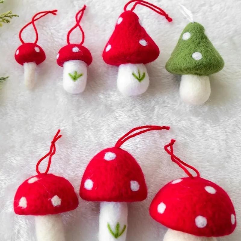1Piece Christmas Wool Felt Mushroom Gift Bag Decoration Hanging for Gathering Christmas Decoration New Year Holiday Party Decors