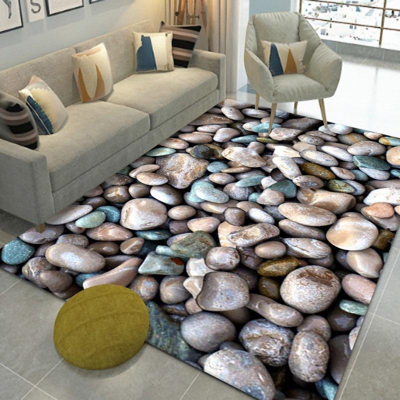 Creative Cobblestone 3D Vision Living Room Sofa Carpet Home Bedroom Bedside Carpet Children's Play Non-slip Mat Home Decoration
