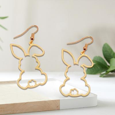 Simple Gold Color Rabbit Earrings For Women Girls Cute Earring Trend Jewelry Birthday Gifts