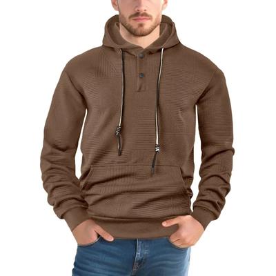 Drawstring Men's Pullover Hooded Hoodie Spring Autumn Solid Color Casual Sports Sweatshirt Loose Fit Trendy Long Sleeve Male Tops