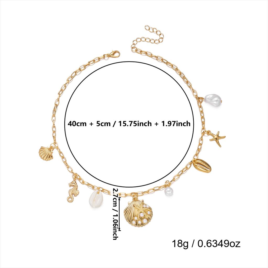 New seaside resort style summer beach starfish and shell pendant necklace with a fashionable design
