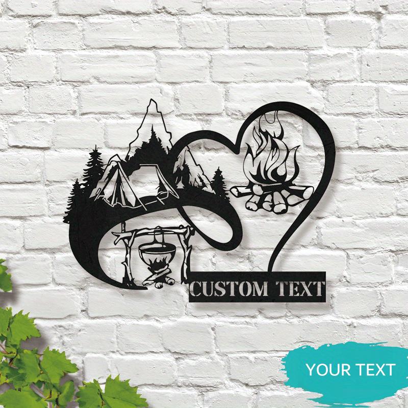 

Heart Shaped Metal Sign Camping Campfire Handcrafted Personalized Art Wall Decor Gift
