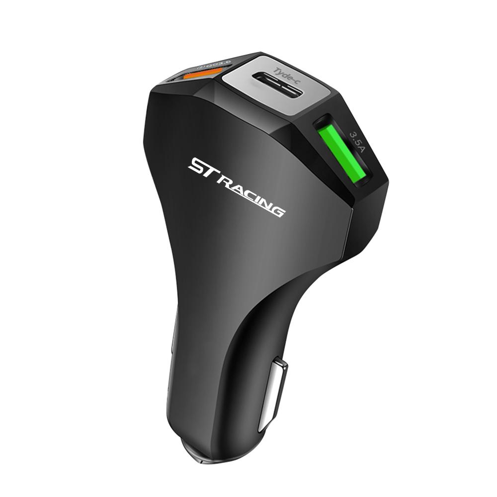 WGL2 USB Car Charger Type C Fast Charging Phone Adapter Socket For Ford Kuga Transit Ecosport Focus Ranger Mondeo Mustang Fusion ST