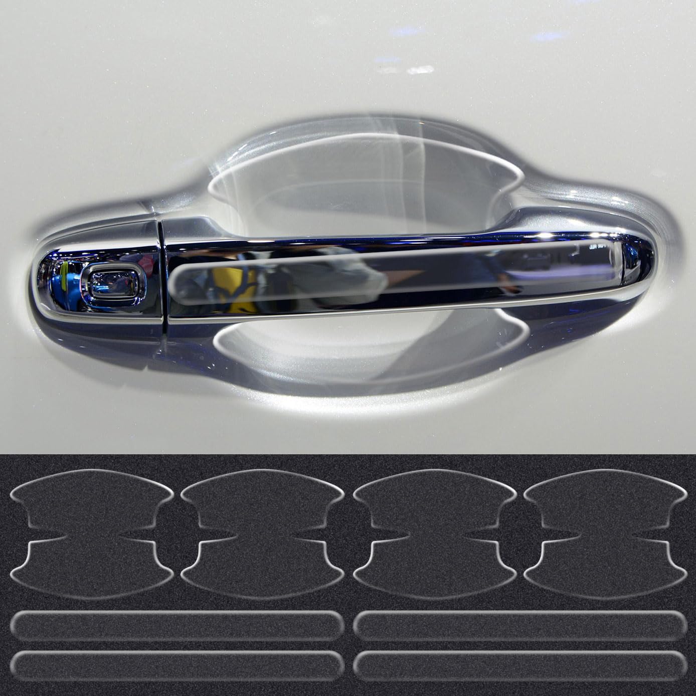 

HUDIY Car Door Handle Door Knob Silica Gel Scratch Paint Easy Exterior Compatible with Most Includes Japanese 8 Pieces Protectors, Covers, Material,