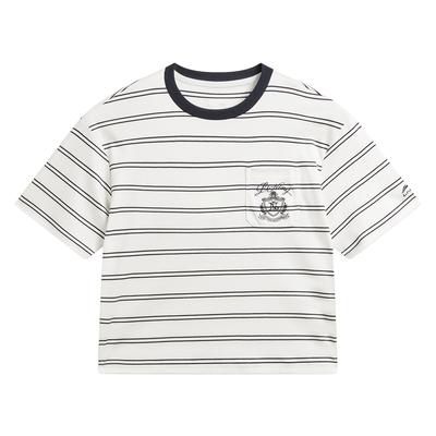 Loose Fit Round Neck Logo T-Shirt Women Tops AHSW218-3