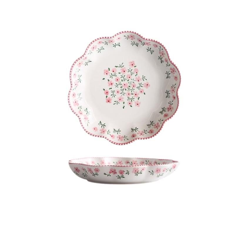 Floral Pattern Deep Ceramic Dinner Plate