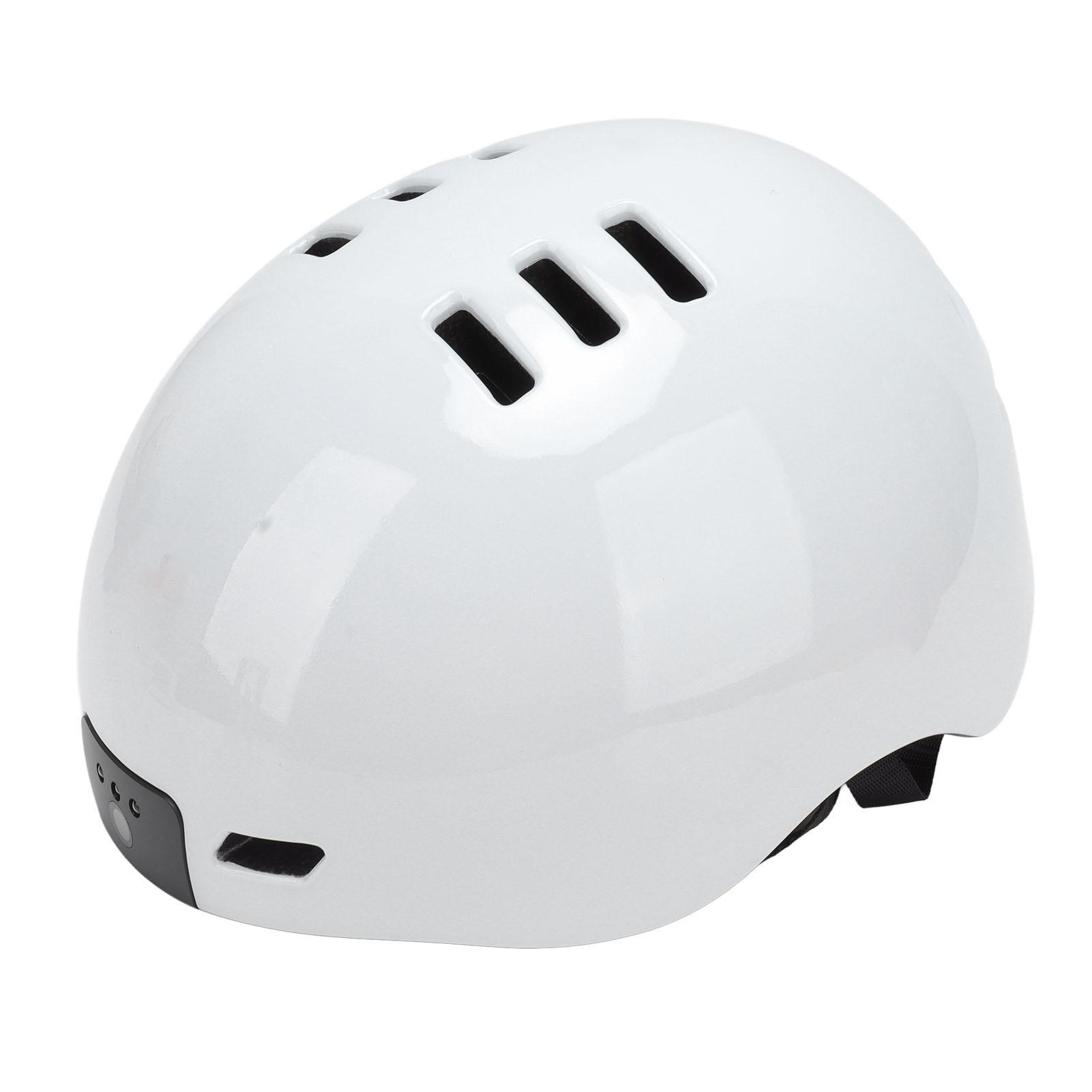 

Умный велосипедный шлем 1080p с камерой, передним светодиодным фонарем, задним фонарем, регулируемой окружностью головы для взрослых мужчин и женщин белый