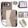 Crossbody Long Lanyard Bicolor Zipper Flip Cards Solt Wallet Leather Case for IPhone Ultra/Samsung Z Fold 8 7 6 Fold 8 Ultra Shockproof  Stand Cover