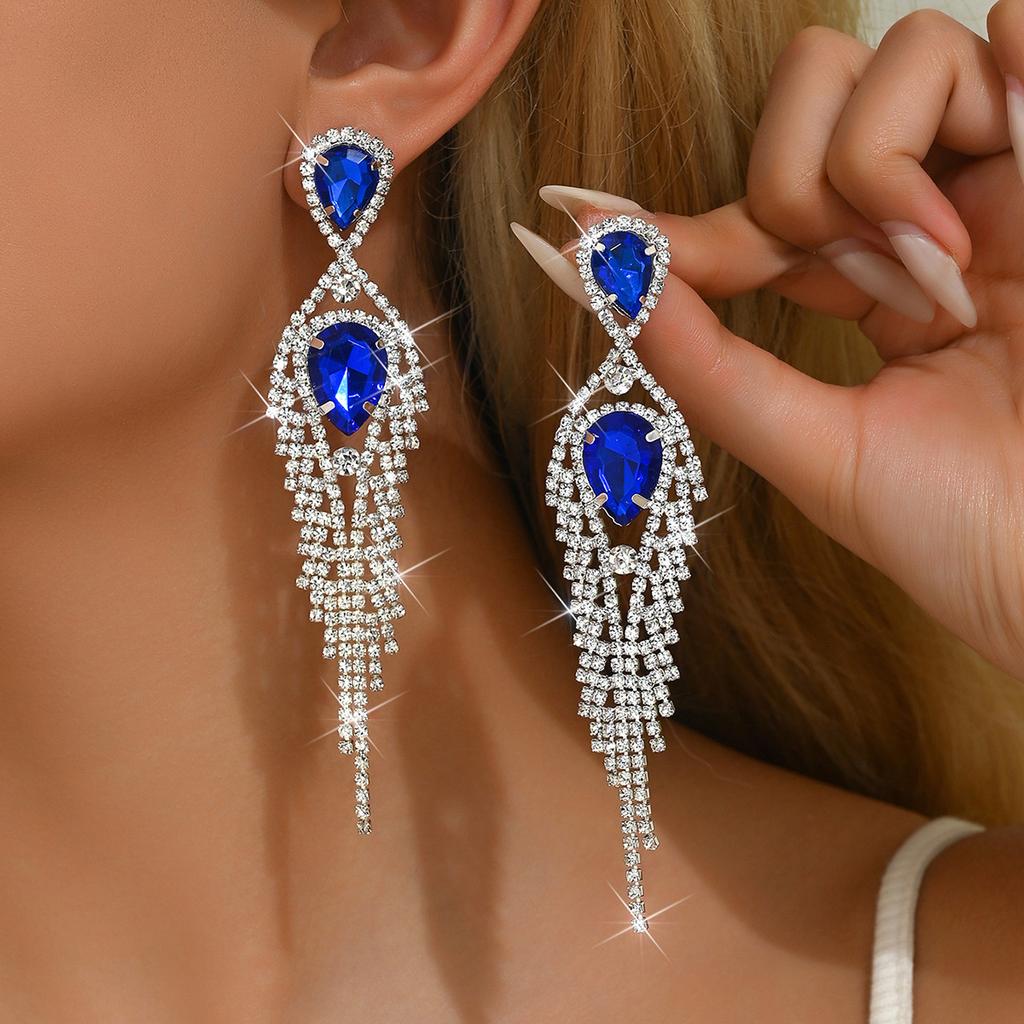Water Droplets Full Of Diamonds, Tassel Long Earrings, High-End Zircon Stud Earrings, Fashionable Light Luxury Atmosphere, Personalized Earrings
