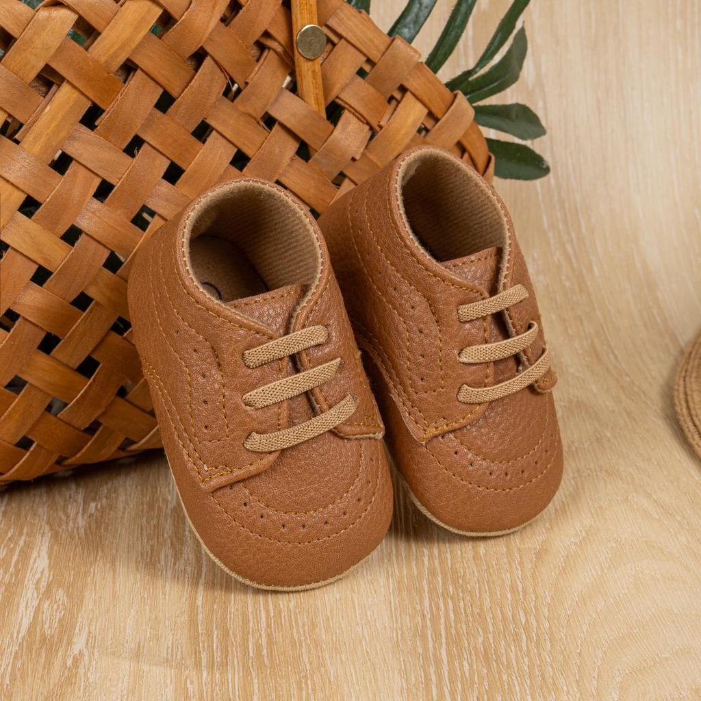British Style PU Leather Baby Shoes for 0-1 Year Olds - Non-slip Soft Sole Walking Shoes