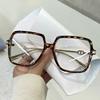 Módní Nadrozměrné Čtvercové Brýle Retro Dámské Brýle s Kovovým Rámem Blokující Světlo Trend Optické Počítačové Brýle