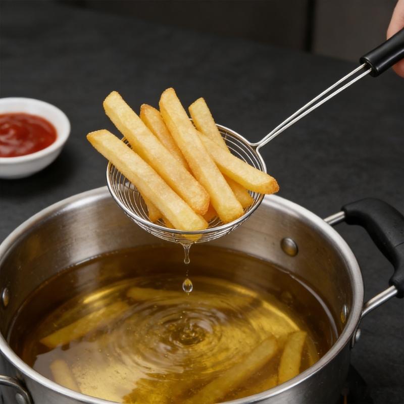 Stainless Steel Slotted Spoon for Cooking and Frying Rustproof Kitchen Skimmer Large Colander Vegetable Broth Tool
