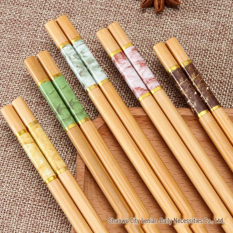 All-Platform Marble Print Mold-Proof Anti-Slip Five-Color Natural Nanmu Bamboo Chopsticks