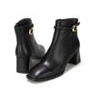 Barbara Leather Buckle Ankle Boots 6cm Bzg803bk