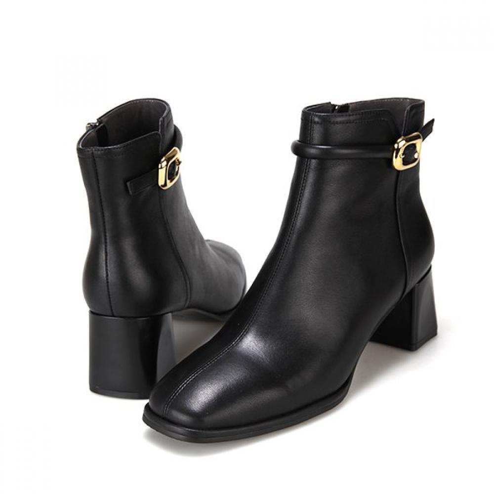 Barbara Leather Buckle Ankle Boots 6cm Bzg803bk