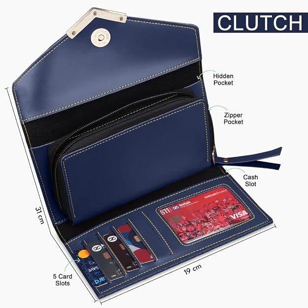 The Wallet Store Personalized Clutch & Artificial Rose Bouquet Hamper With Personalised Note
