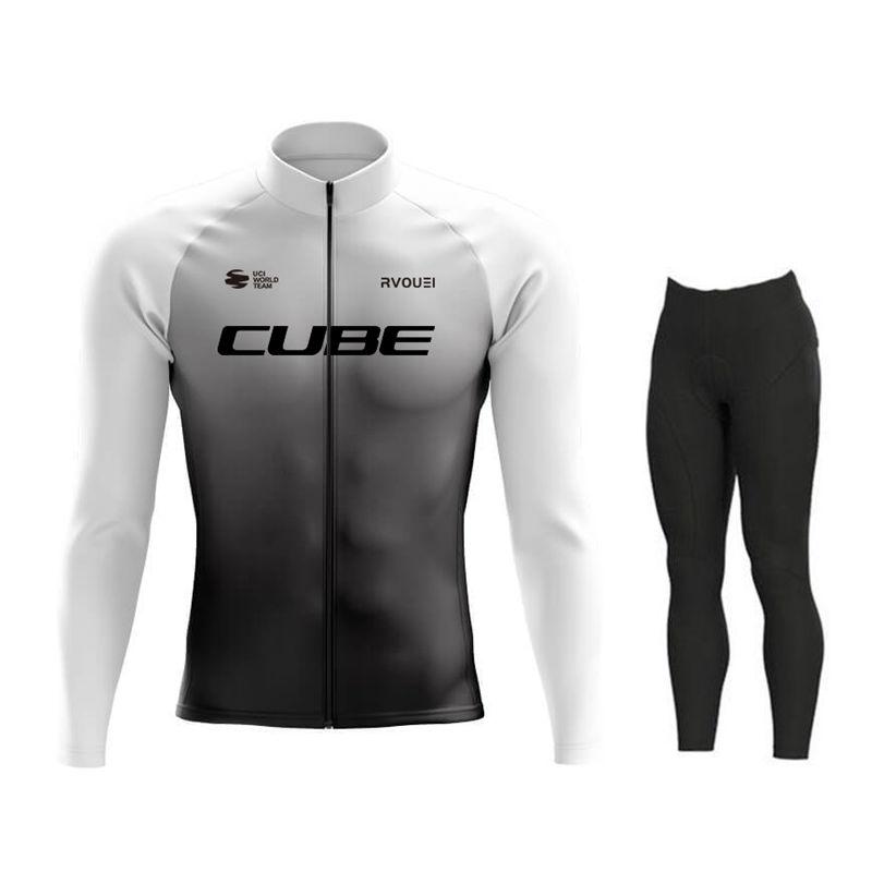 Rvouei Cube Breathable Team Long Sleeve  Bib Pants Ropa Ciclismo Bicycle Clothing MTB Bike Uniform Men Clothes 2026 Autumn Breathable Cycling Suit Set