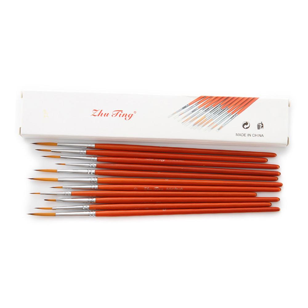 11pcs Draw Paint Brushes Kit Set Artist Paintbrush Nylon Hair Pointed Round Pen Detail Paint Brush for Artist Acrylic