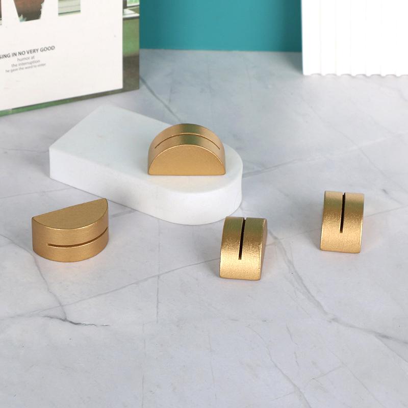 1/6/12pcs Memo Clip Notepaper Half Circle Design Ornament Crafts Party Note Holder Photo Card Holder Multipurpose Gold