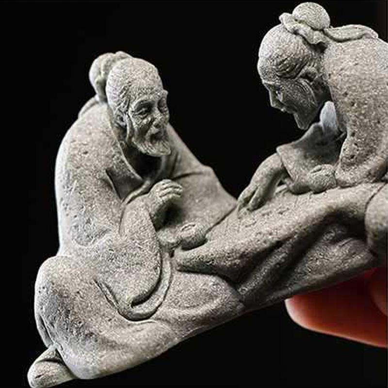 1 Stück Miniatur-Landschaftsdekorationen, Miniatur-Menschenfiguren, chinesische ältere Statuen, die Schach spielen, Landschafts-Miniatur-Bonsai