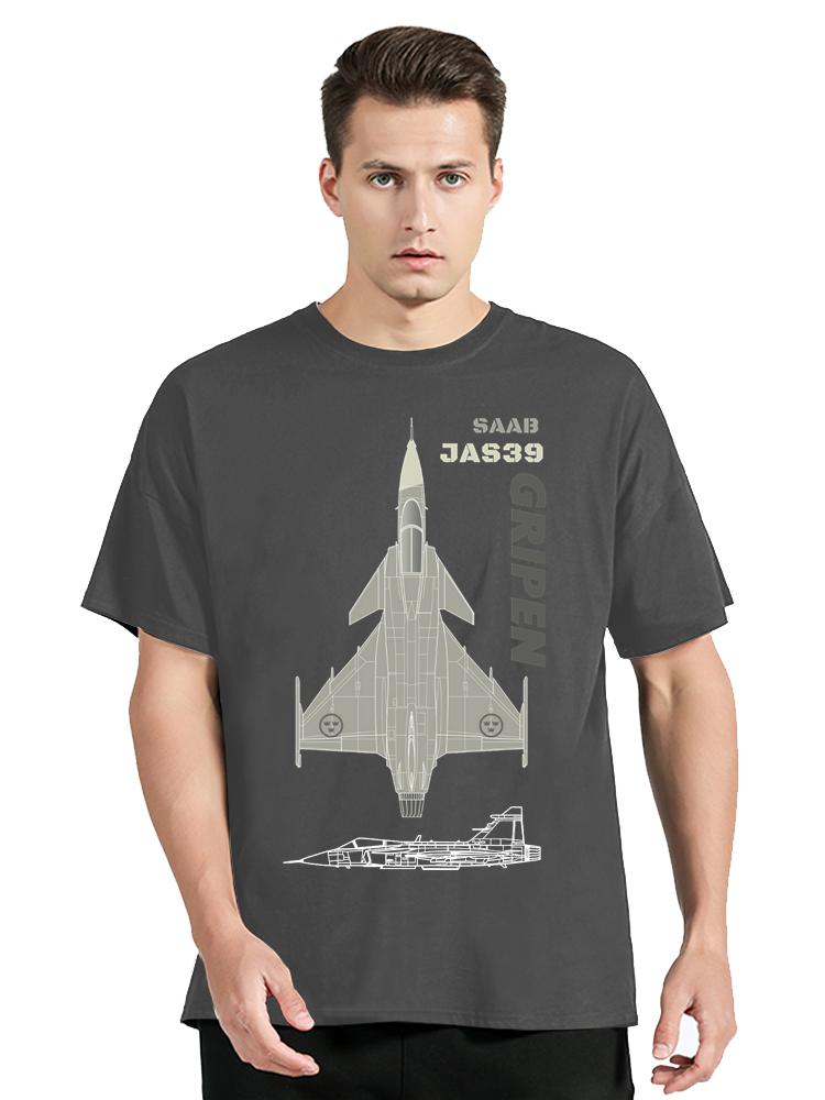 

Футболка з принтом винищувача Saab JAS 39 Gripen на тему штурмових літаків Бавовна Чоловічий одяг Круглий виріз Топи Футболка Модна Повсякденна Футболка Футболки S