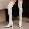 Women's High-heeled Boots Sexy European and American Style Pointed Thick Heel Solid Color Large Size Knee Elastic Boots