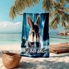 1PC Custom Name Winter Bunny Adventure Beach Towel Highly Absorbent And Sand-Resistant Towel for Swimming, Pool, Yoga, And Travel Lightweight