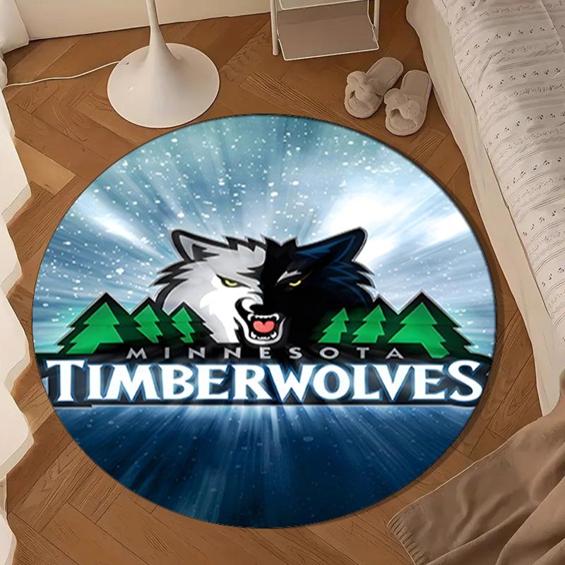 Timberwolves Logo Round mat, Anti-slip Circle Carpet Chair rug For livingroom,Bedroom, doormat home decor Gift Christmas Gifts