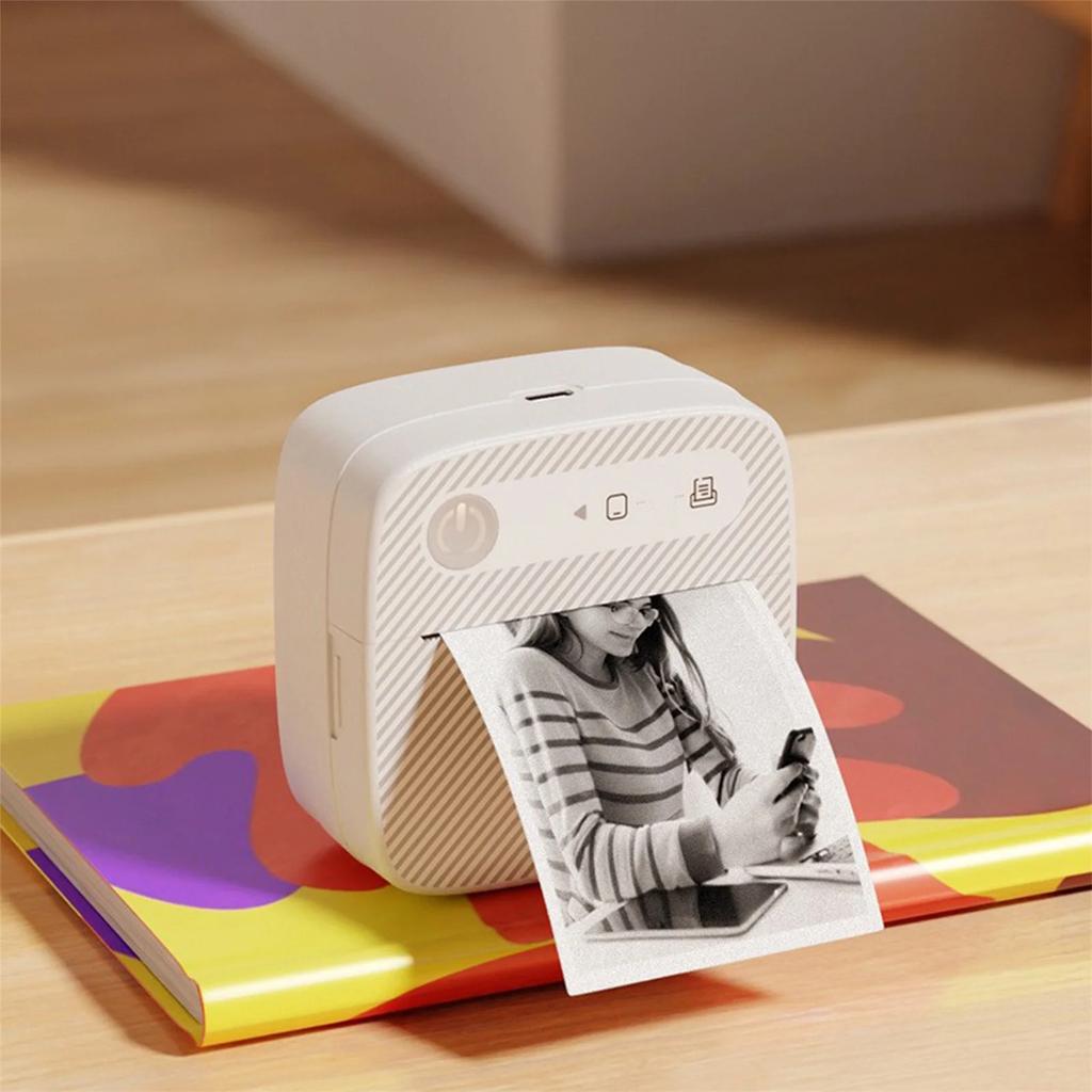 Portable color thermal printer label printer photo printer portable thermal printer with 1 roll of printing paper