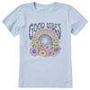 Życie jest dobre. Damska koszulka z krótkim rękawem Good Vibes Flowers Crusher Tee, Błękit lodowcowy