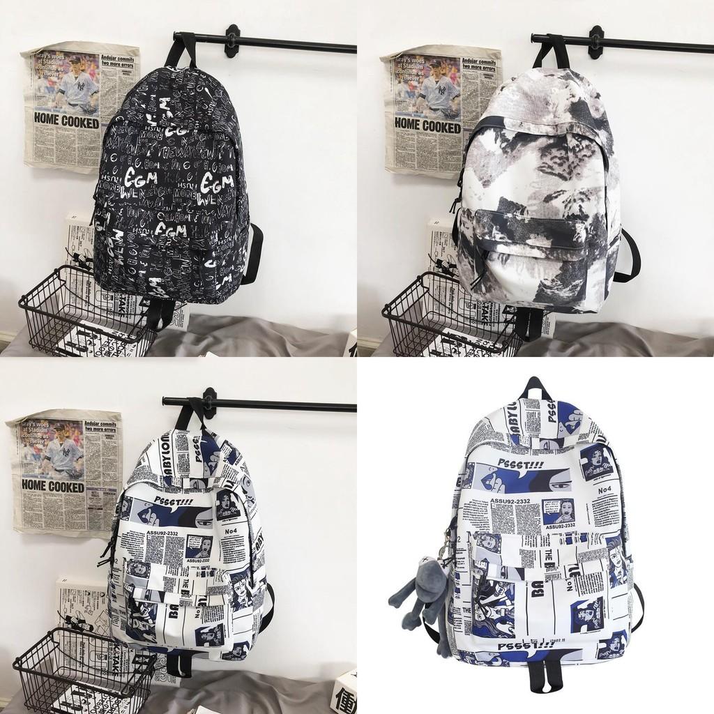 Leisure Capacity Large Backpack With Letter Graffiti Print Design For Use Daily