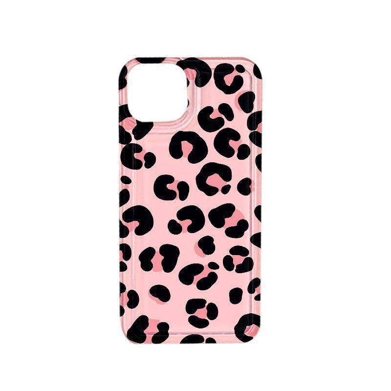 Pink Leopard Print Is Suitable for iPhone16promax Anti-drop Mobile Phone Case 14Pro Large Hole 13/12 Apple 15 Soft Case