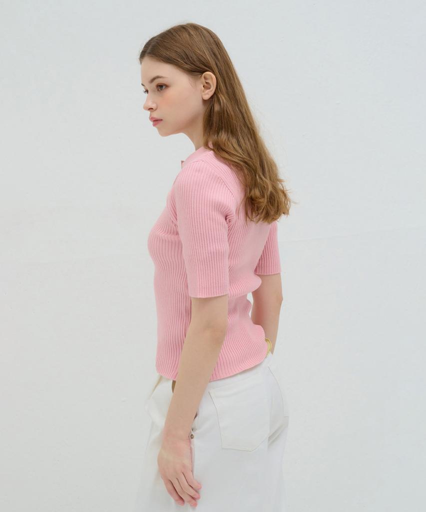 Kamino Ribbed Collar Knit Pink