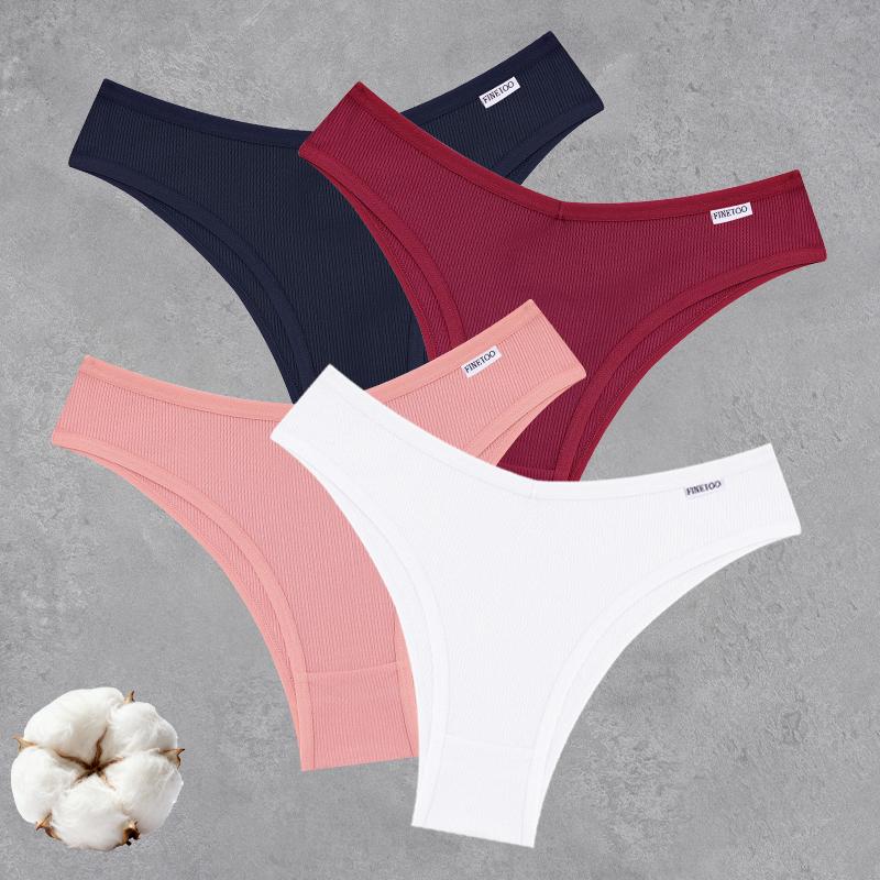 4PCS Seamless Cotton Bikini Panties For Women Sexy Low Waist Breathable Brazilian Pants Female Soft Intimate Lingerie