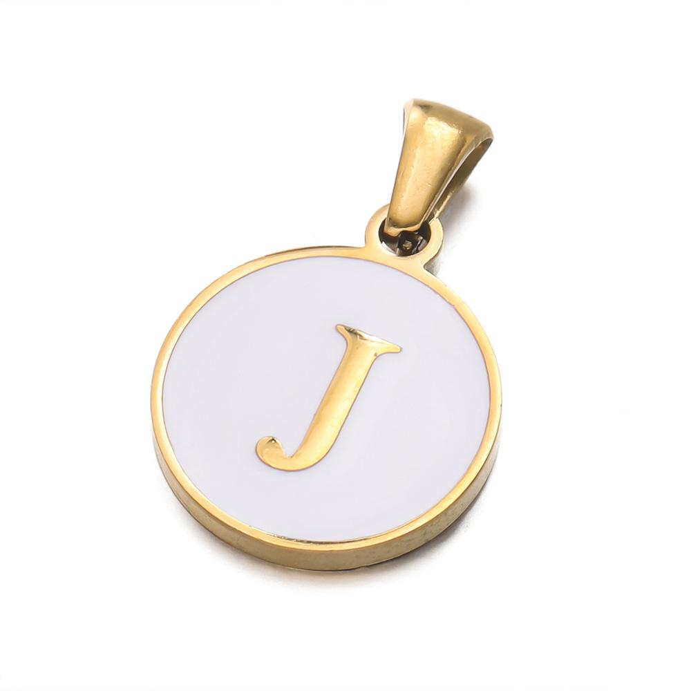 1pcs/pack Stainless Steel 26 Alphabet A-Z Letters Round White Pendants For DIY Bracelet Necklace Jewelry Making Accessories