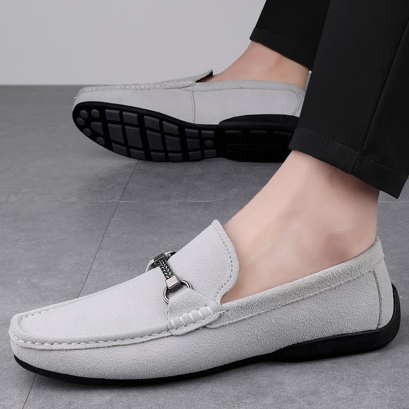 Fashion Genuine leather men's shoes Classic Business Versatile Style DRESS office Leisure Outdoor Street High quality elegant shoes cm colore grigio