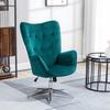 Swivel Living Room Armchair With Adjustable Height Tufted Backrest Velvet Like Fabric Blue