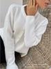 Russia hot spring and autumn imitation mink white knitted cardigan women's lazy wind winter loose sweater jacket