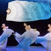 Tricolor Gradient Gradient Color Dancer Fan 120/150/180cm Practice Long Imitation Silk Fans