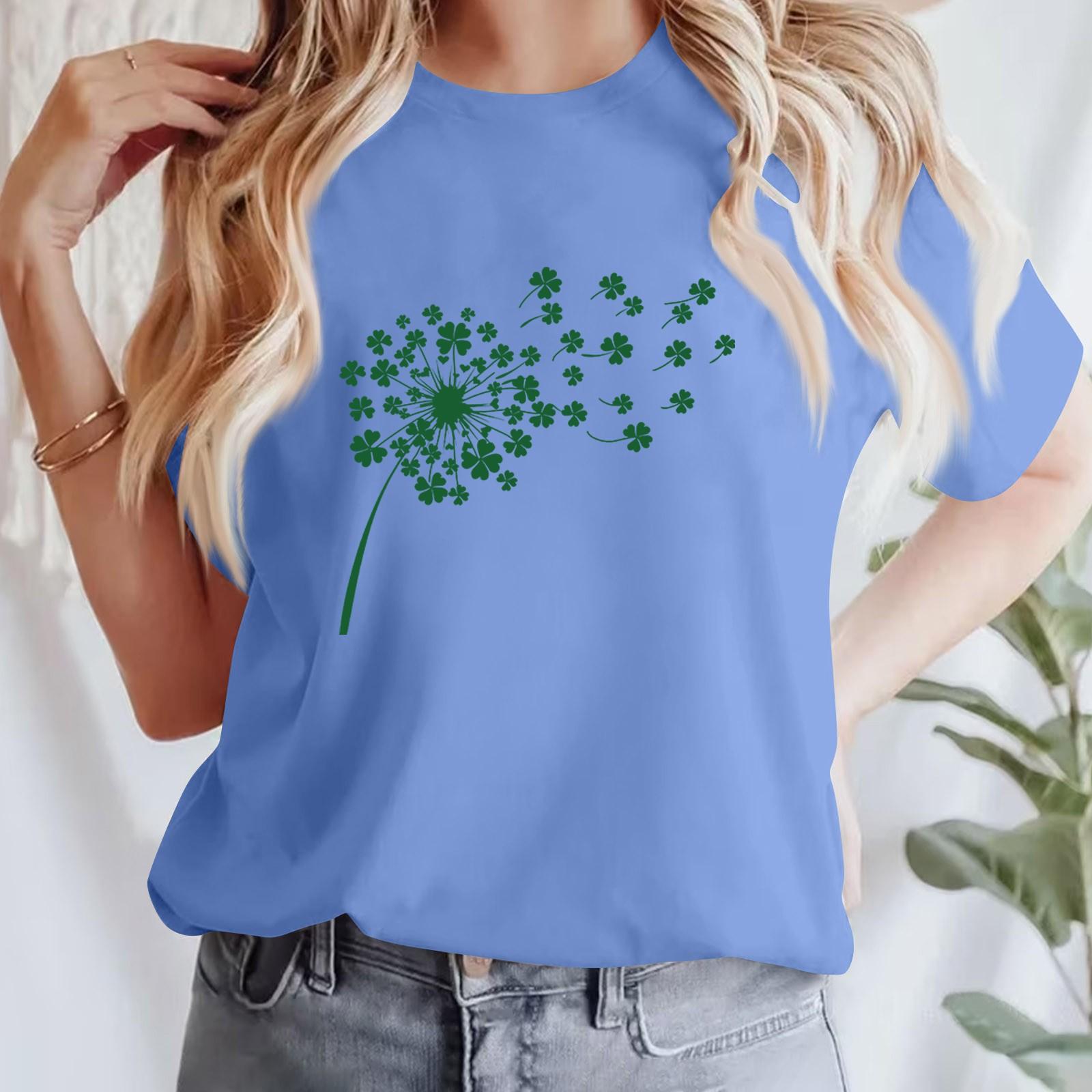 

Жіноча повсякденна футболка з принтом і круглим вирізом, пуловер з короткими рукавами S