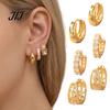 Gold Plated Ear Cuff 3 Pairs Cuffs, Minimalist Metal Hollow Zirconia Clip-on Earrings Auricle for Women, Fashionable Non Pierced Jewelry Daily Wear No