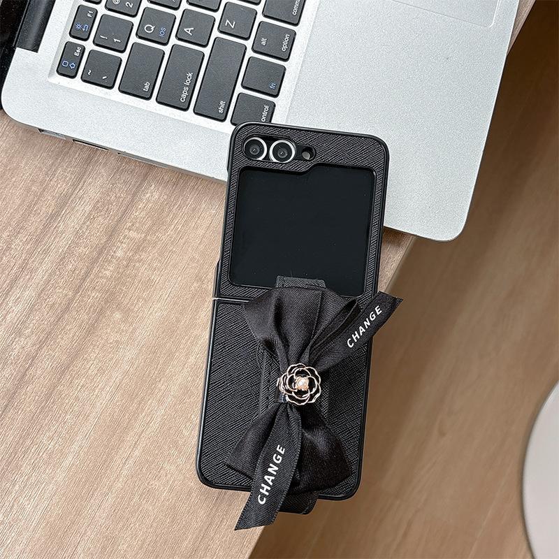 

Camellia Bow Phone Case for Samsung Zflip7 Flip Fold Findn3Flip Leather Women s Fashion For Huawei pocket2