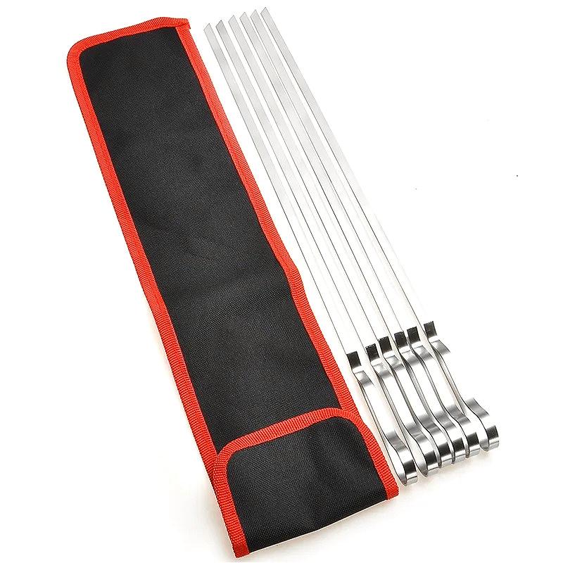 Set di Spiedini Larghi per Barbecue Lunghezza 16,5 Pollici Spiedini Piatti in Metallo per Grigliata Set di Strumenti Riutilizzabili per BBQ Bastoncini in Acciaio Inossidabile per Barbecue