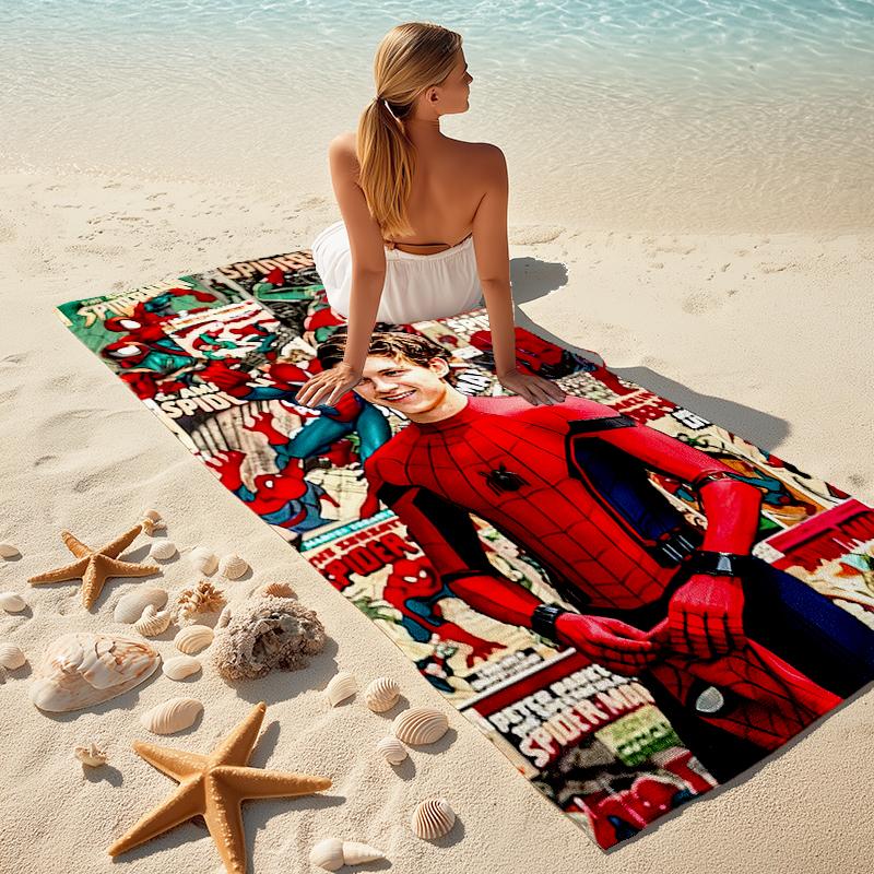 Spider-Man beach towel Outdoor camping Beach towel for vacation swim Outdoor pool Absorbent bath towel