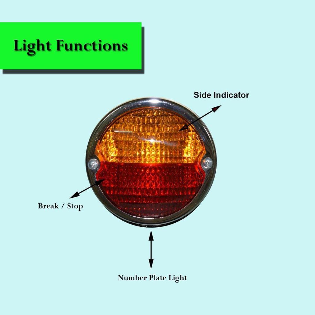 APSMOTIV Vintage Duolamp Tail Light Chrome 12V Rear Stop & License Plate Real Light Red/Amber Lens for Ford A Rat Harley 1950 Dodge Truck Classic