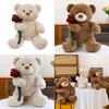 Bear Doll Teddy Plush Toy With Roses Decorate For Birthday Presents And Collect